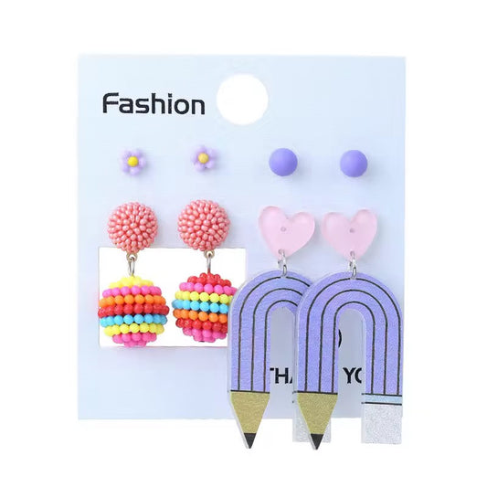 Earring Set Colorful pen ,Studs ,ball dangling earring earrings