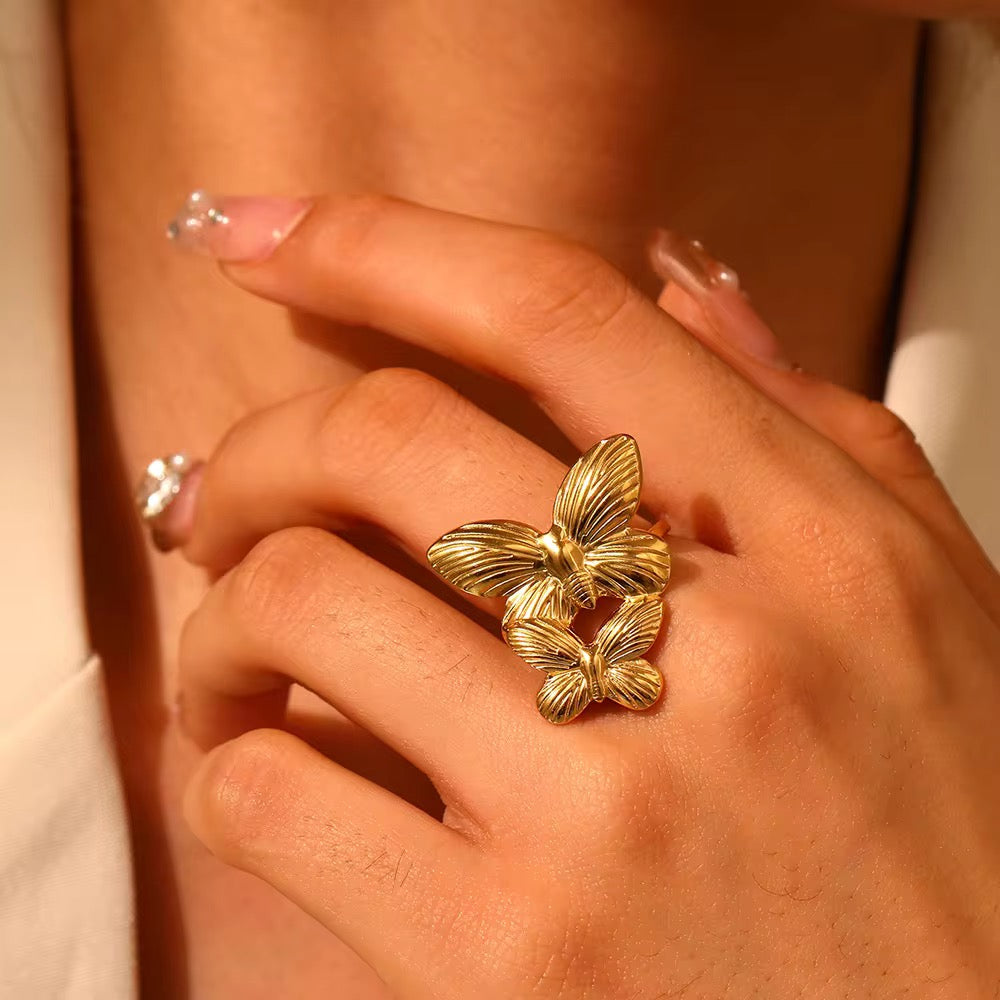 Rings for Women - Gold Stainless Steel Butterfly & Floral Rings | Bend the Trend