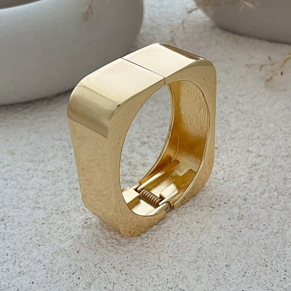 Gold Bangle - Chunky Square Hinge Bracelet | Bend the Trend