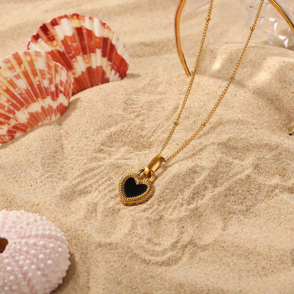 Heart Lock Necklace - Black & Gold Pendant Necklace | Bend the Trend