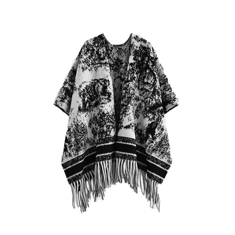 Women's Poncho Scarf - Plaid Knitted Wrap Shawl | Bend the Trend