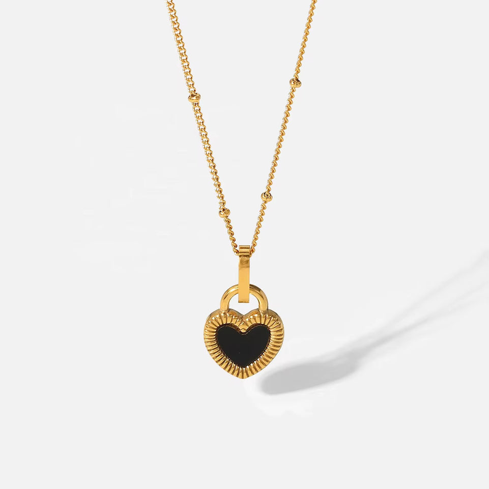 Heart Lock Necklace - Black & Gold Pendant Necklace | Bend the Trend
