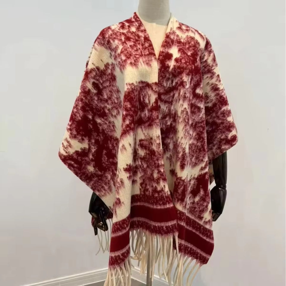 Women's Poncho Scarf - Plaid Knitted Wrap Shawl | Bend the Trend