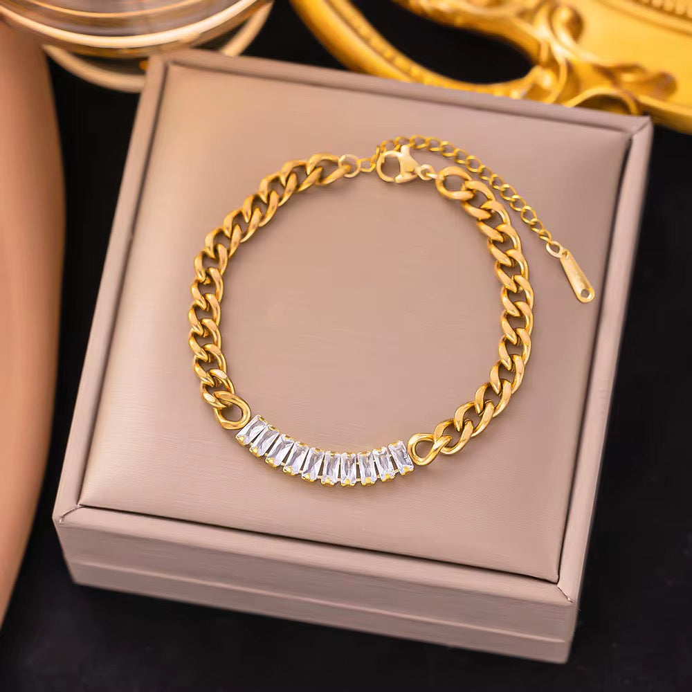 Chain Bracelet - Chunky Gold Chain Crystal Bangle | Bend the Trend