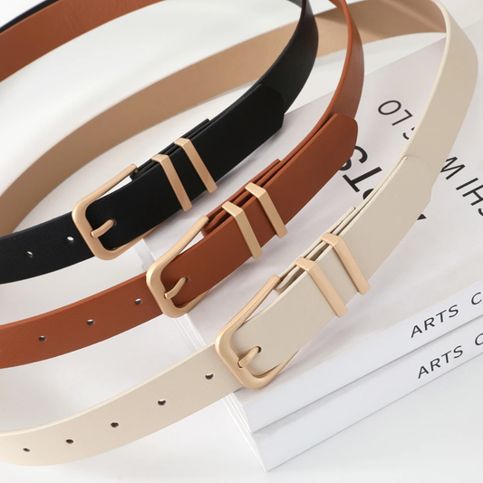 Double Strap Belt - Gold Buckle Faux Leather Belt | Bend the Trend