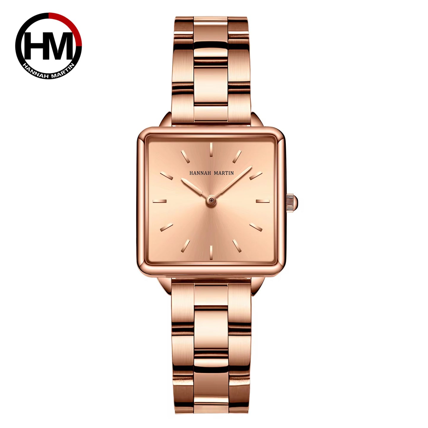 Hannah Martin Rose Gold Square Watch ,Time piece