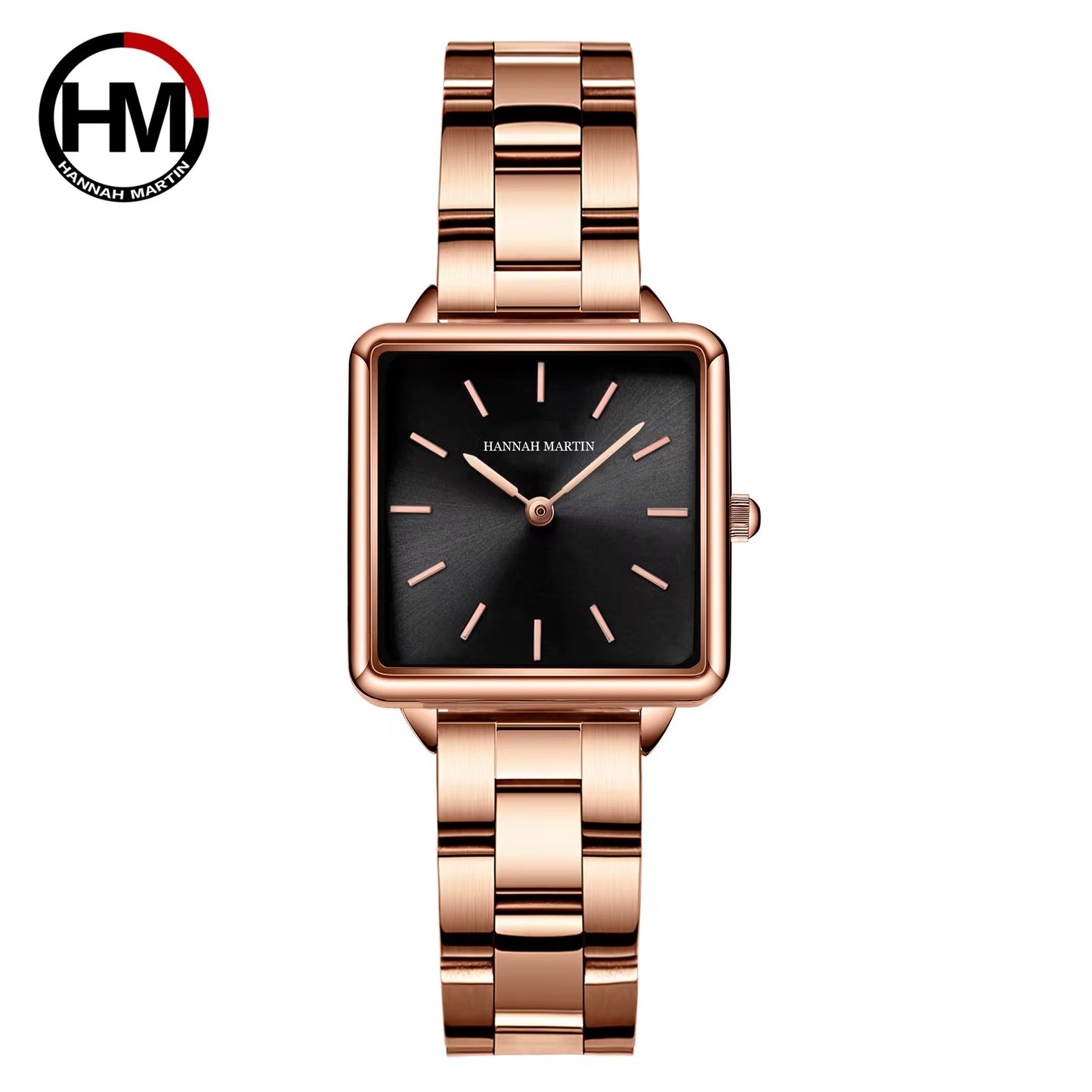 Hannah Martin Rose Gold Square Watch ,Time piece