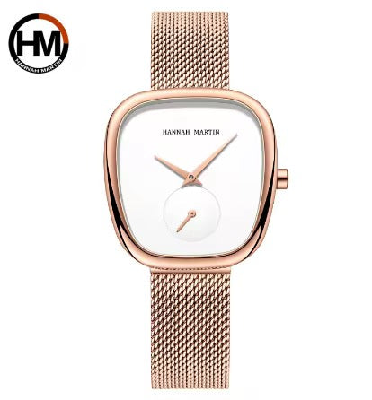 Hannah Martin Luxe Curve Mesh Watch – Stainless Steel, Hypoallergenic (4 Colors)