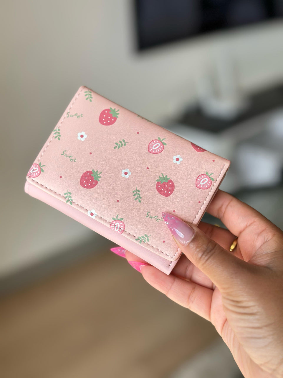 Women's Wallet - Strawberry Print Mini Wallet | Bend the Trend