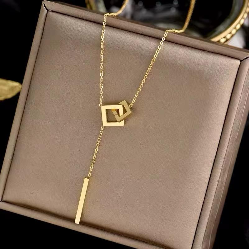 Chain ,Pendant ,Necklace Stainless steel Interlocking The Linear Statement