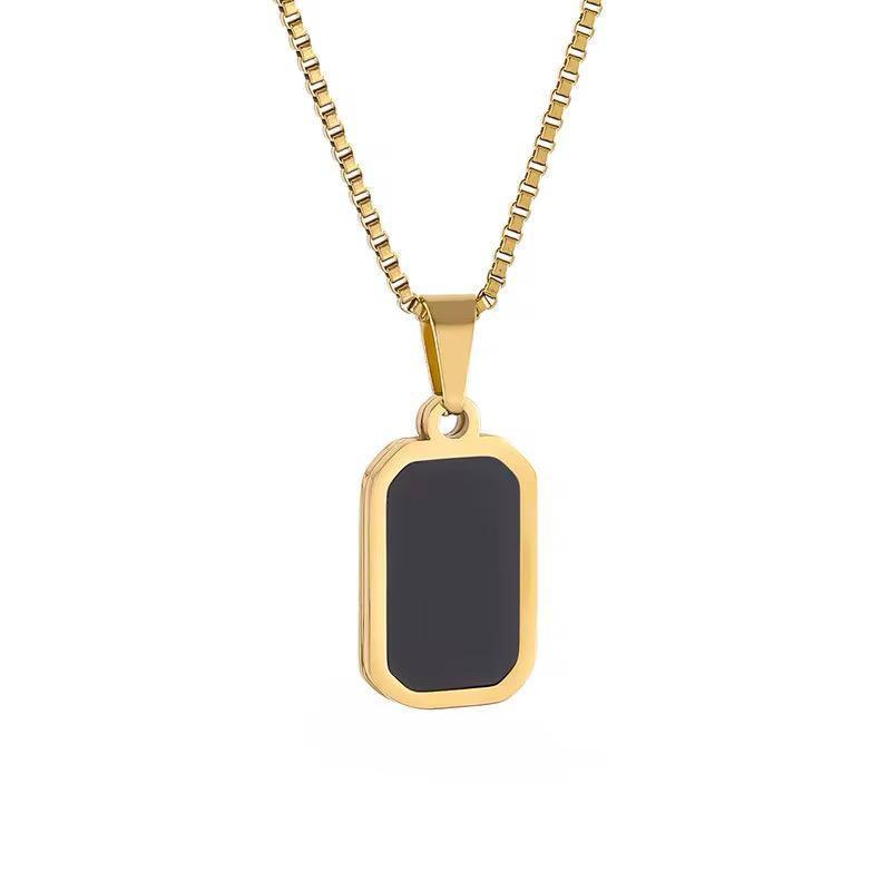 Chain ,Necklace pendant Black Steel Petal Tag Pendant