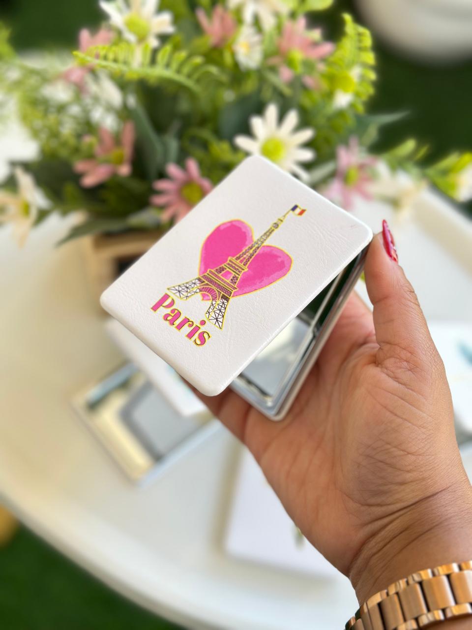 Pocket mirror flower and Paris design