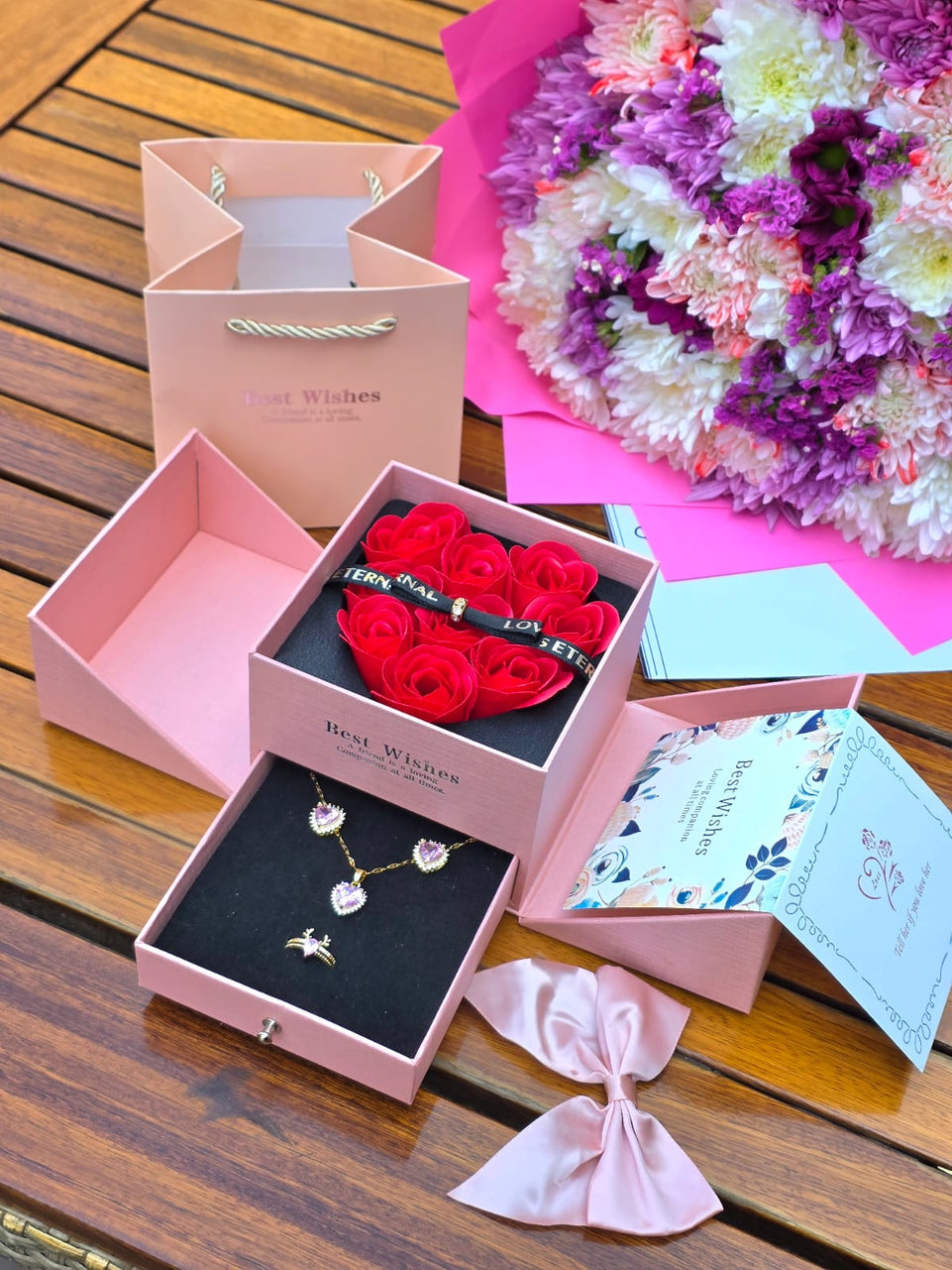 The Eternal Love Keepsake Box.Gift set ,Gift package ,Valentines Earrings and Chain,Jewelry Galentines The love set