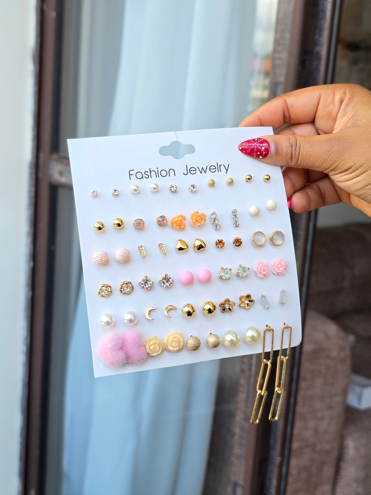 Earring Set 30 piece pink fluffy set