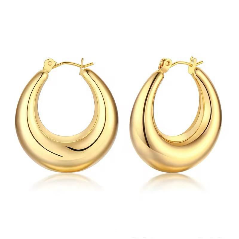 Hoop Earrings for Women - Gold Stainless Steel Oval Hoops | Bend the Trend