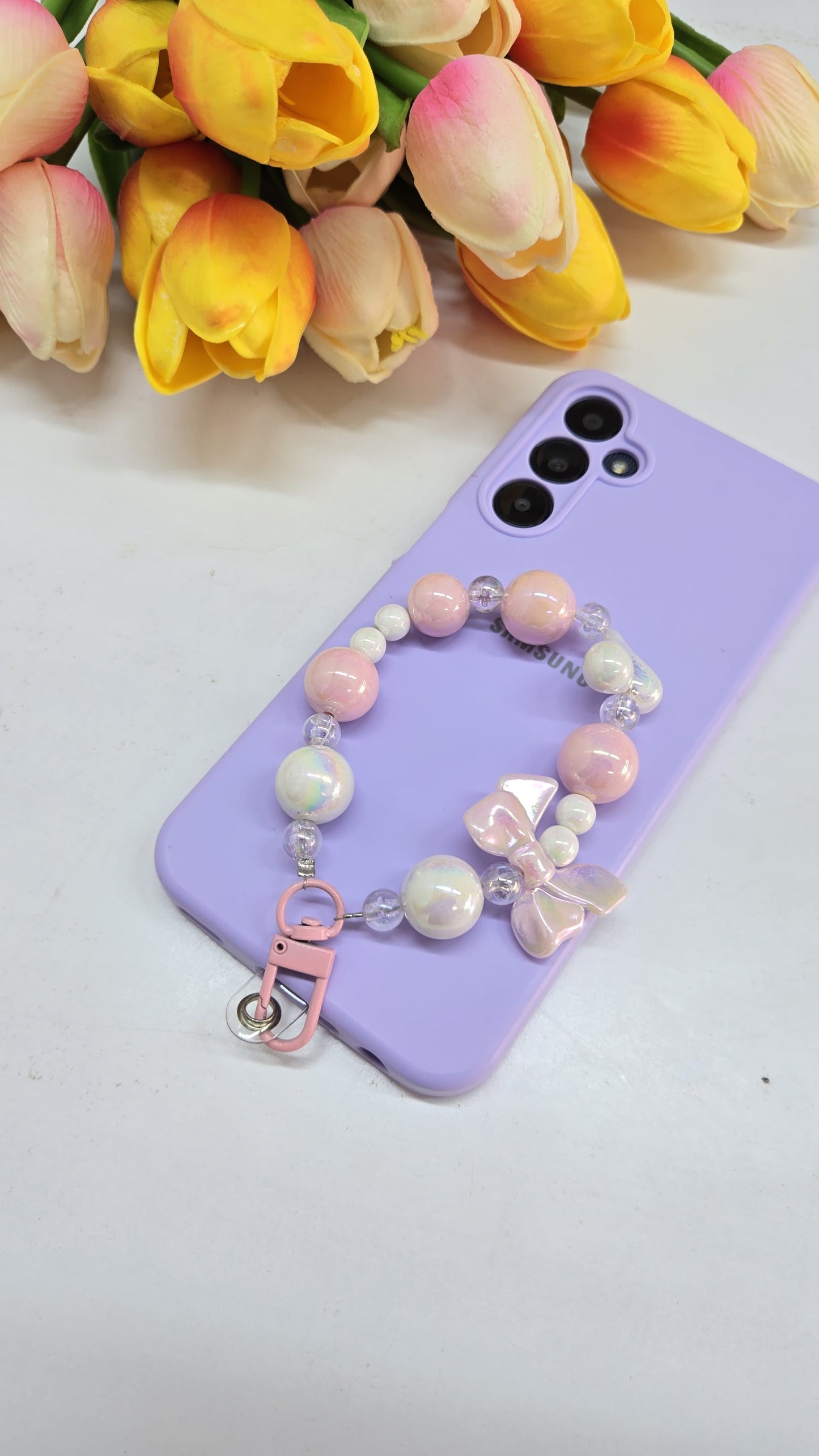 Phone Charm - Pastel Bow & Bead Phone Strap | Bend the Trend