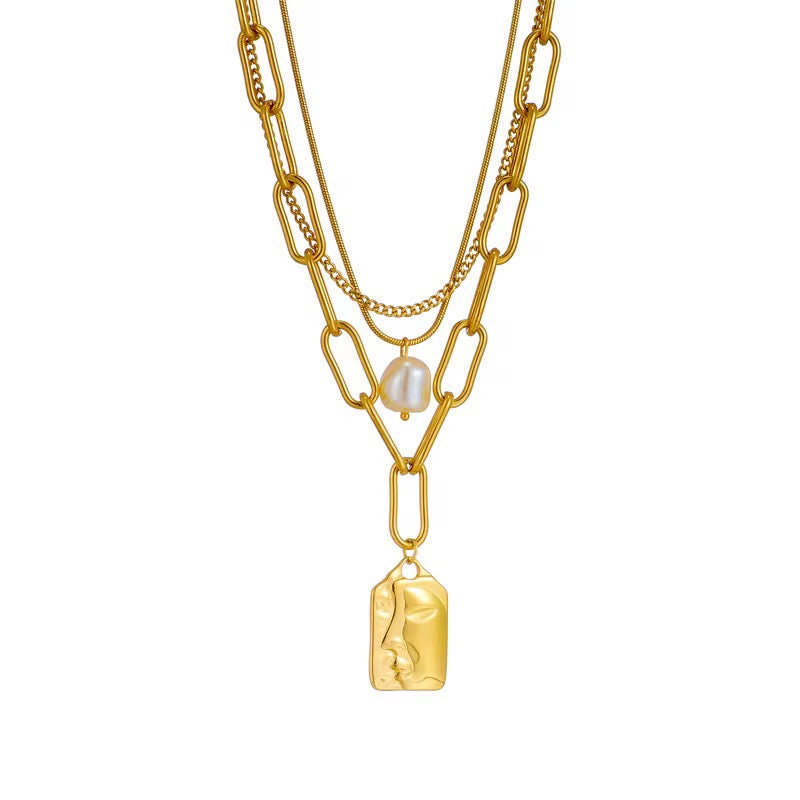 Muse Layered Statement Necklace Pendant Chain