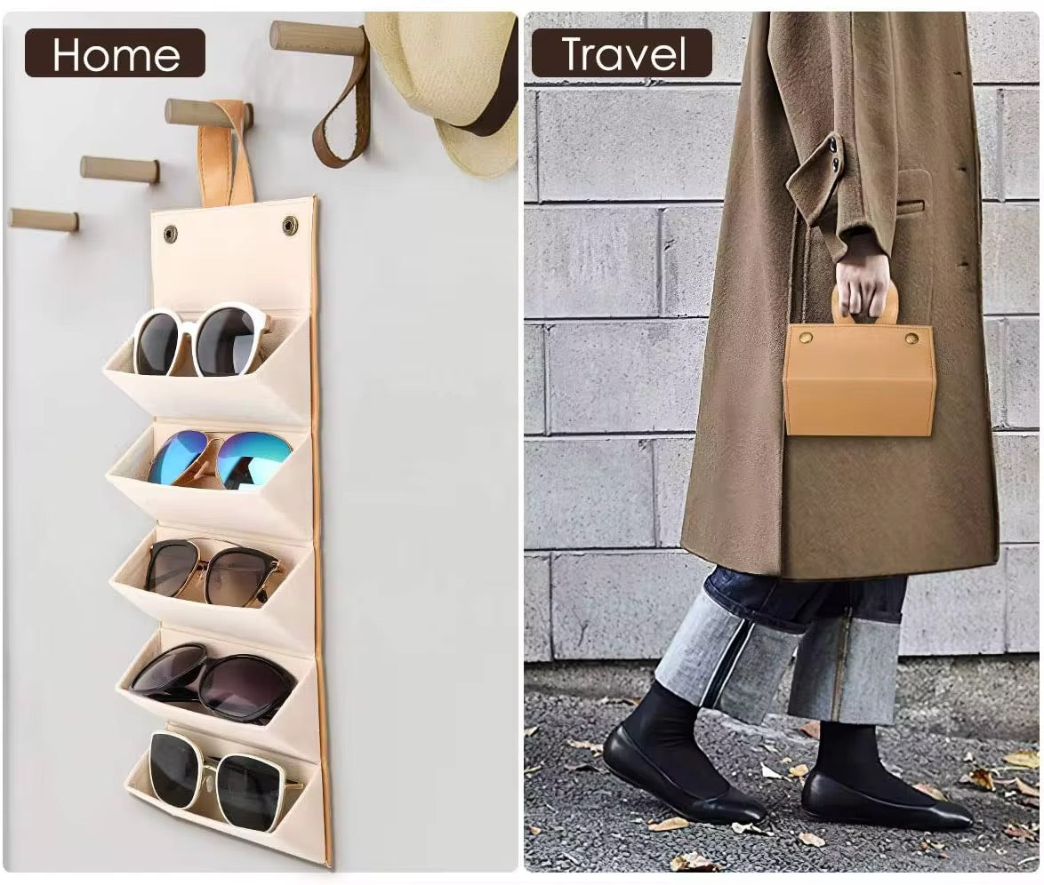 Sunglass Organizer, Foldable Travel & Home Sunglasses Organizer Case
