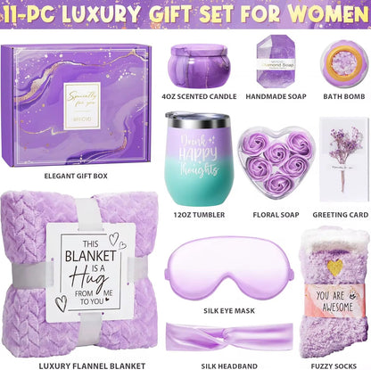 The Lavender Love Gift Box,Mothers day,Birthday,Gift set,Gift package Blanket,Candle ,Tumbler,Fluffy socks,Mug