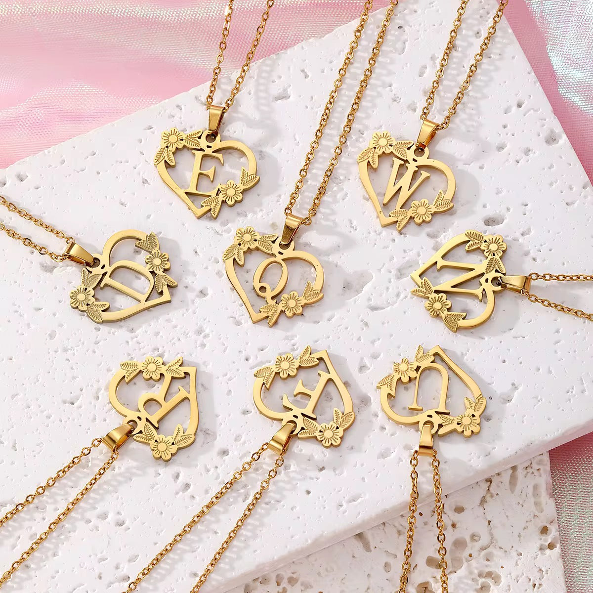 Chain Everlasting Bloom Letter Necklace,Pendant | Galentines | Valentines | birthday