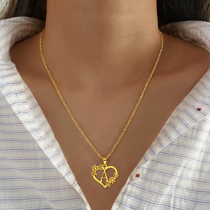 Chain Everlasting Bloom Letter Necklace,Pendant | Galentines | Valentines | birthday