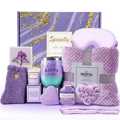 The Lavender Love Gift Box,Mothers day,Birthday,Gift set,Gift package Blanket,Candle ,Tumbler,Fluffy socks,Mug