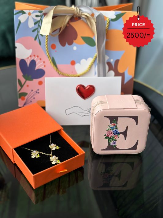 Custom Gift set with Custom Jewelry organizer ,Stainless Steel Jewelry set with Earrings and Chain,A gift Bag and A gift card
