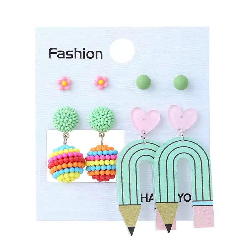 Earring Set Colorful pen ,Studs ,ball dangling earring earrings