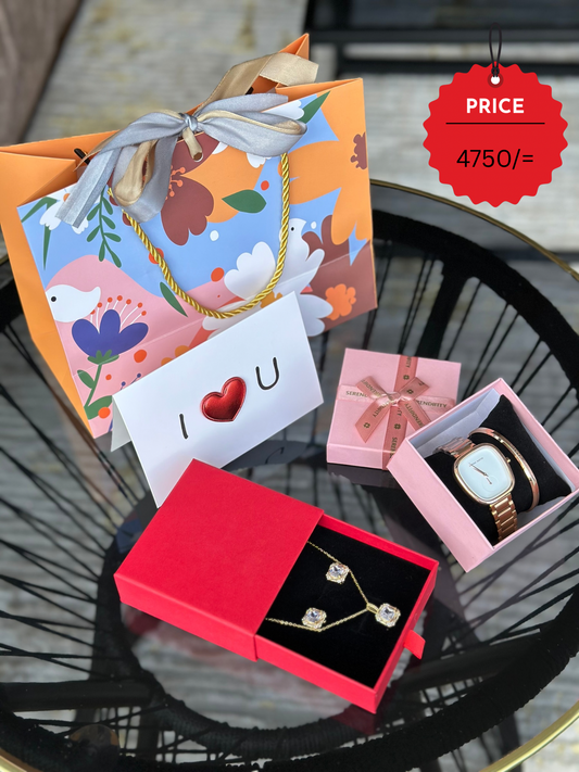 Diva Gift Set with Stainless Steel Jewelry Set ,HM watch with Hypoallergenic Bracelet ,A gift card and A Gift Bag