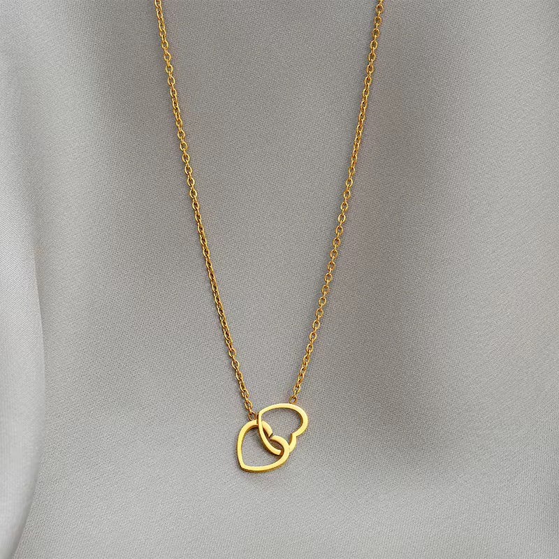 Heart Necklace - Entwined Hearts Gold Pendant | Bend the Trend