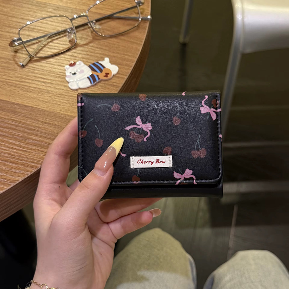 Cherry Bow Mini Wallet – Cute Cherry Print