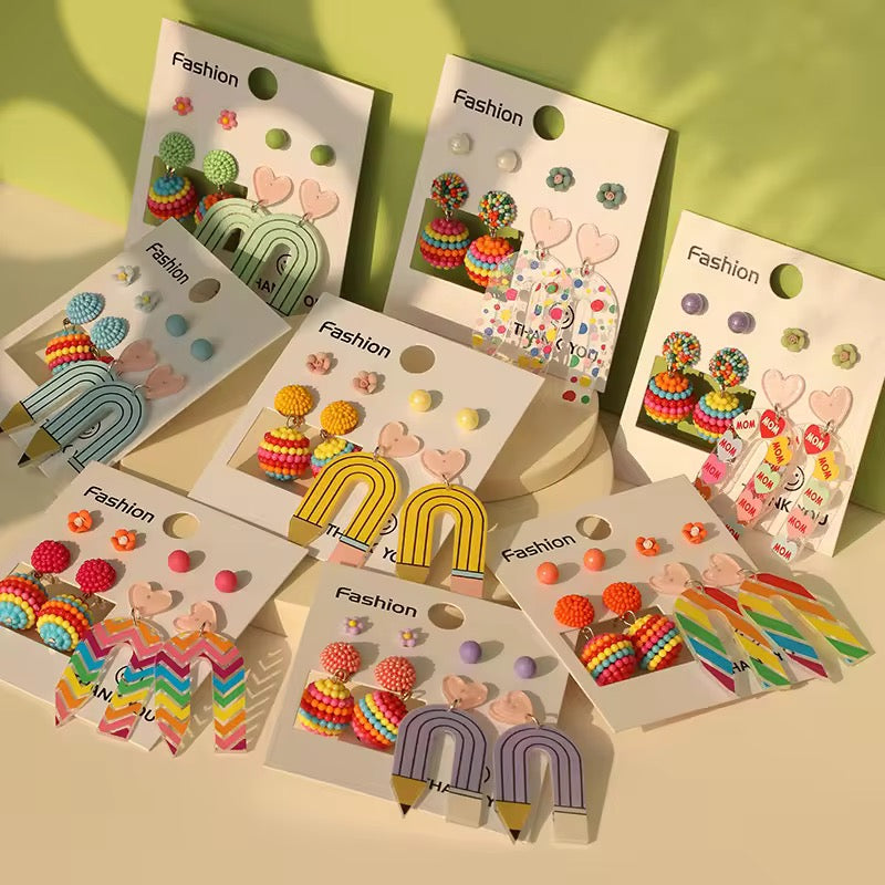 Earring Set Colorful pen ,Studs ,ball dangling earring earrings