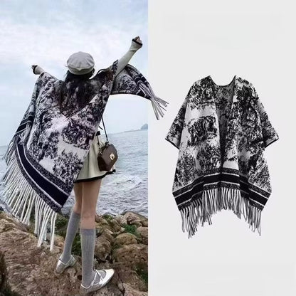 Women's Poncho Scarf - Plaid Knitted Wrap Shawl | Bend the Trend