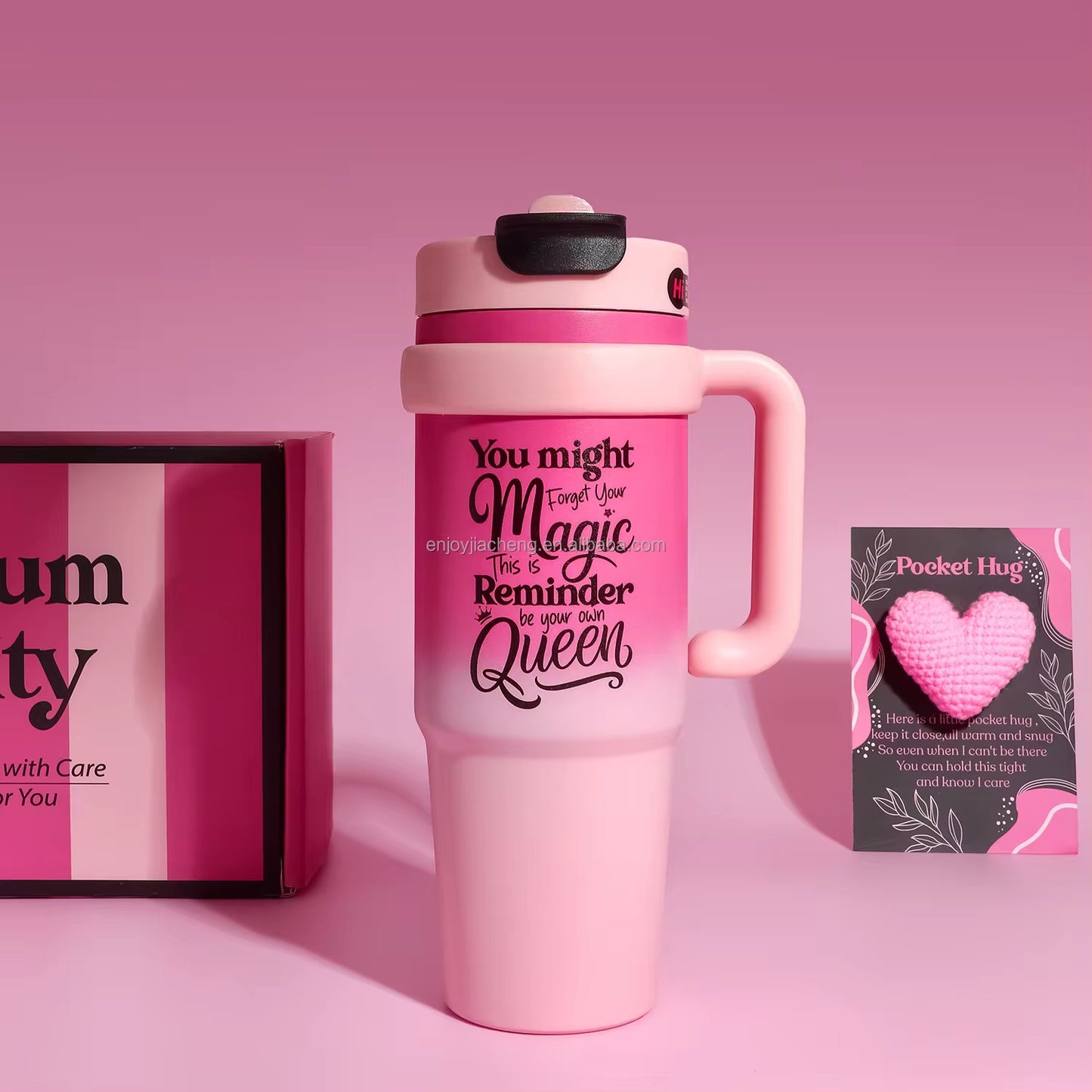 Luxury Self-Care Gift Box for Women – Pink Gift Hamper with 40oz Tumbler, Scented Candle, Notebook, Sleep Mask & Spa Accessories