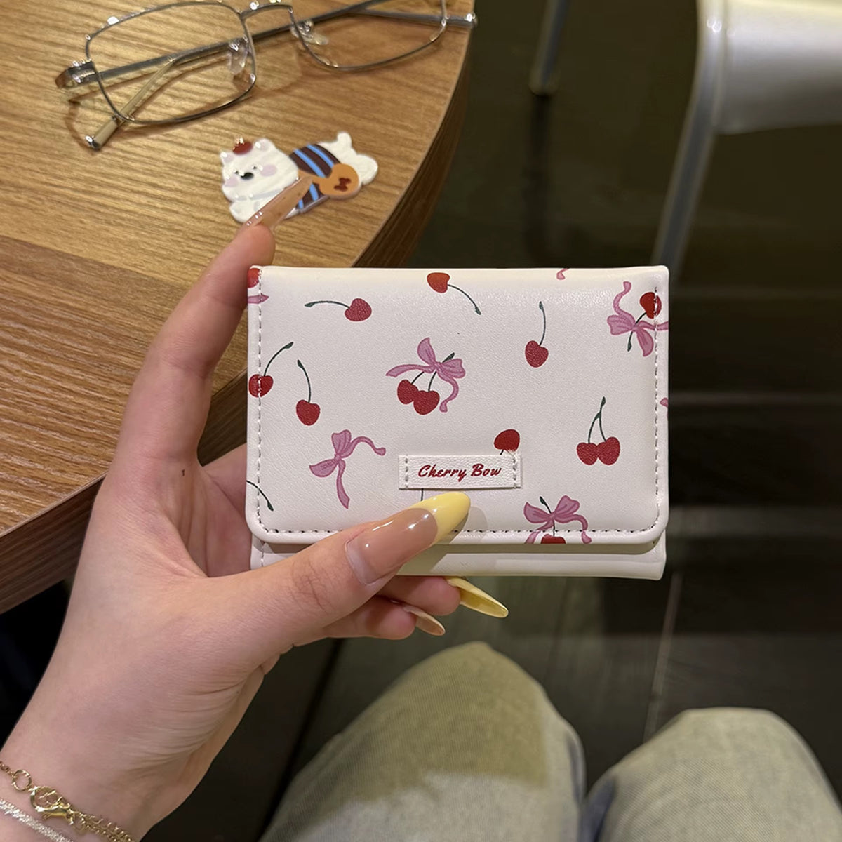 Cherry Bow Mini Wallet – Cute Cherry Print