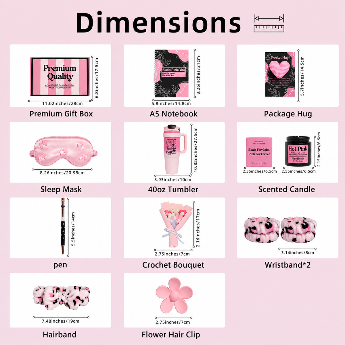 Pink Princess ,Luxury Self-Care Gift Box for Women – Pink Gift Hamper with 40oz Tumbler, Scented Candle, Notebook, Sleep Mask & Spa Accessories,Gift set ,Gift Package,Birthday Anniversary,Graduation gift
