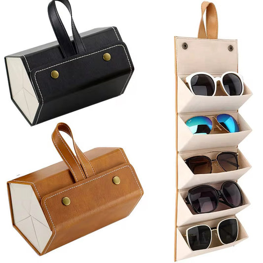 Sunglass Organizer, Foldable Travel & Home Sunglasses Organizer Case