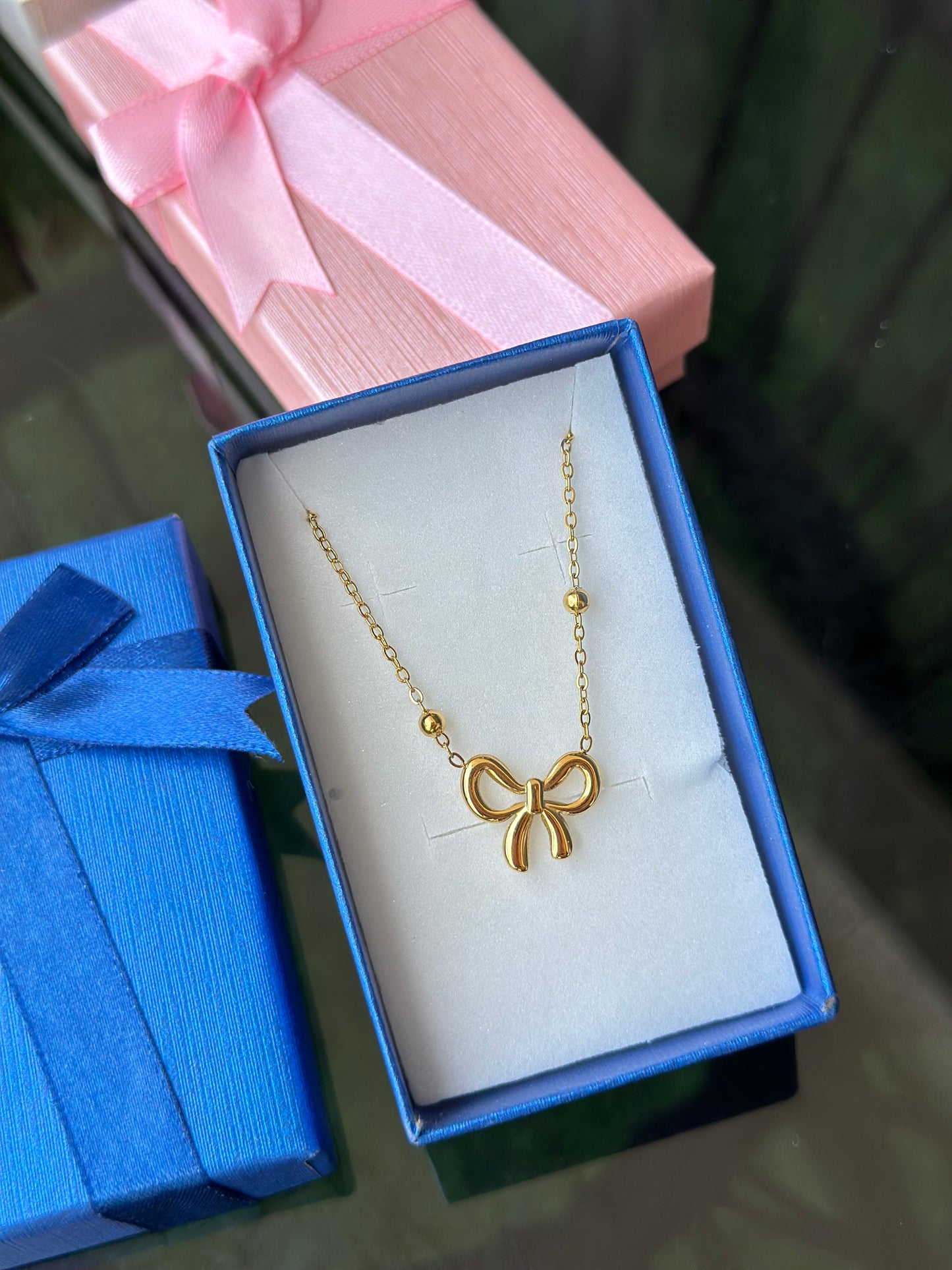 Chain Pendant Necklace stainless steel bow