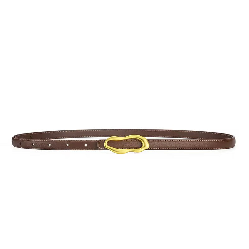 Women's Belt - Sculptural Gold Buckle Faux Leather Belt | Bend the Trend