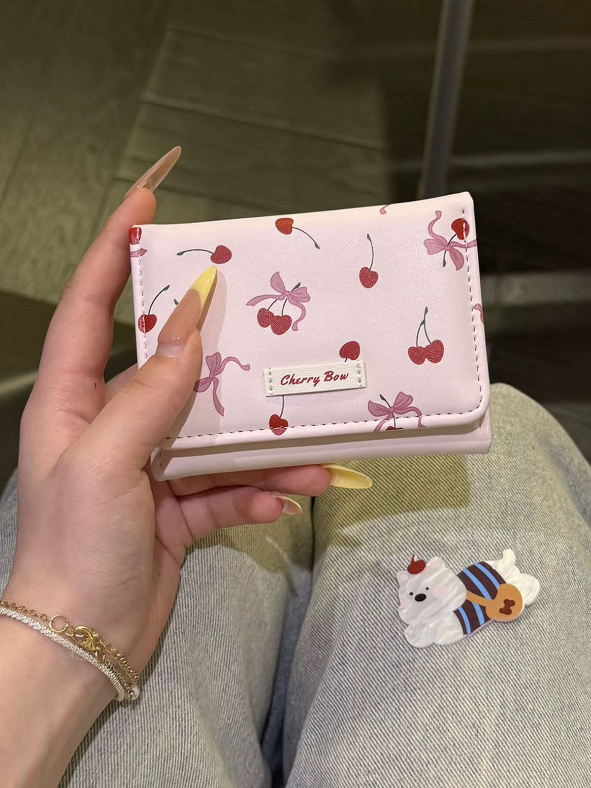 Cherry Bow Mini Wallet – Cute Cherry Print