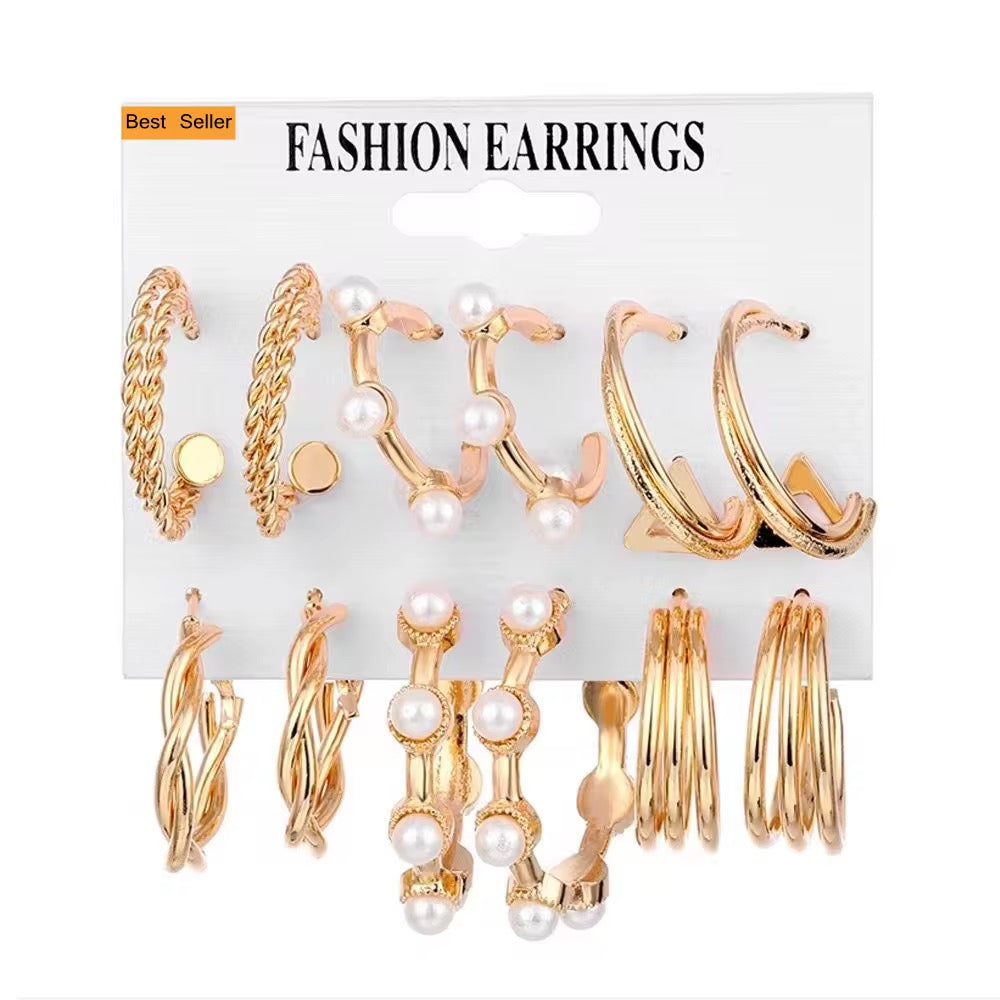 Earring Set looks triangle Stud with pearls