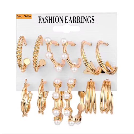 Earring Set looks triangle Stud with pearls