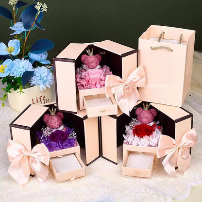 Signature Floral Keepsake Box, Bloom & Treasure Gift Box, Luxury Flower Gift Box with Hidden Drawer Galantines | Valentines | Gift set