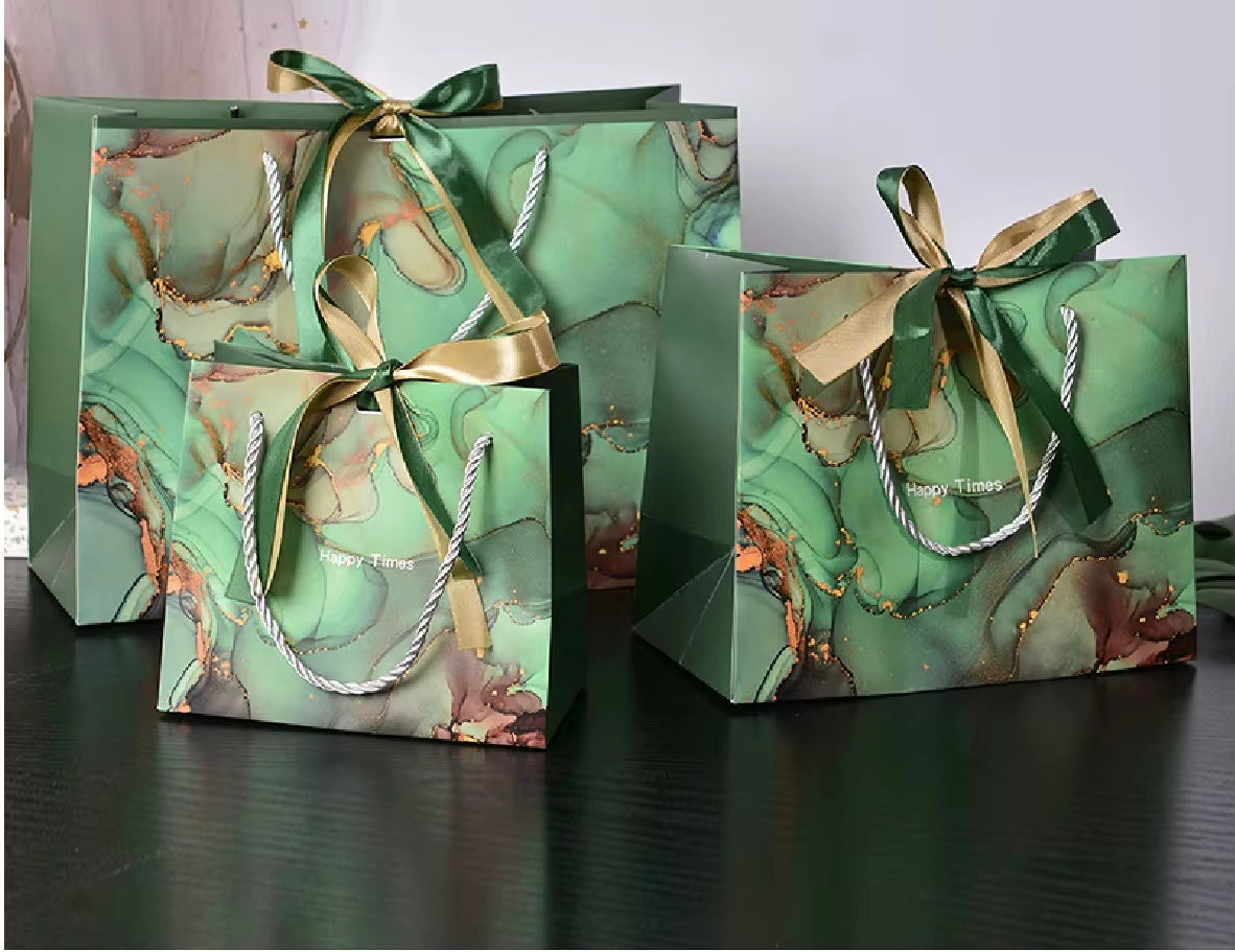 Gift bag Emerald Marble Luxury Gift Bag with Ribbon Handles | Premium Gift Packaging