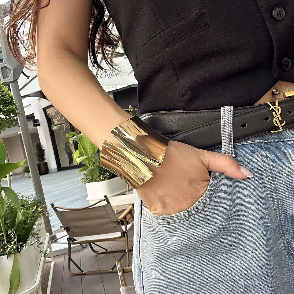 Gold Cuff Bracelet - Wide Statement Bangle | Bend the Trend