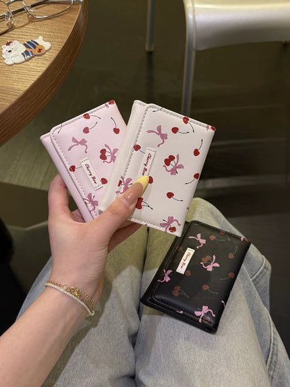 Cherry Bow Mini Wallet – Cute Cherry Print