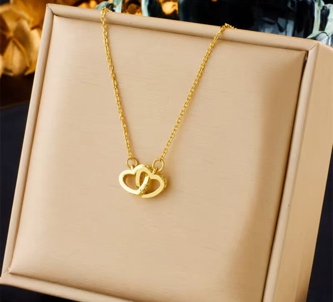 Heart Necklace - Entwined Hearts Gold Pendant | Bend the Trend