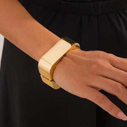 Gold Bangle - Chunky Square Hinge Bracelet | Bend the Trend