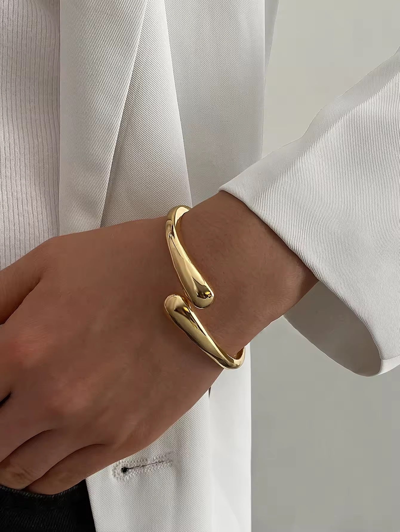 Gold Bangle - Sculptural Open Cuff Bracelet | Bend the Trend