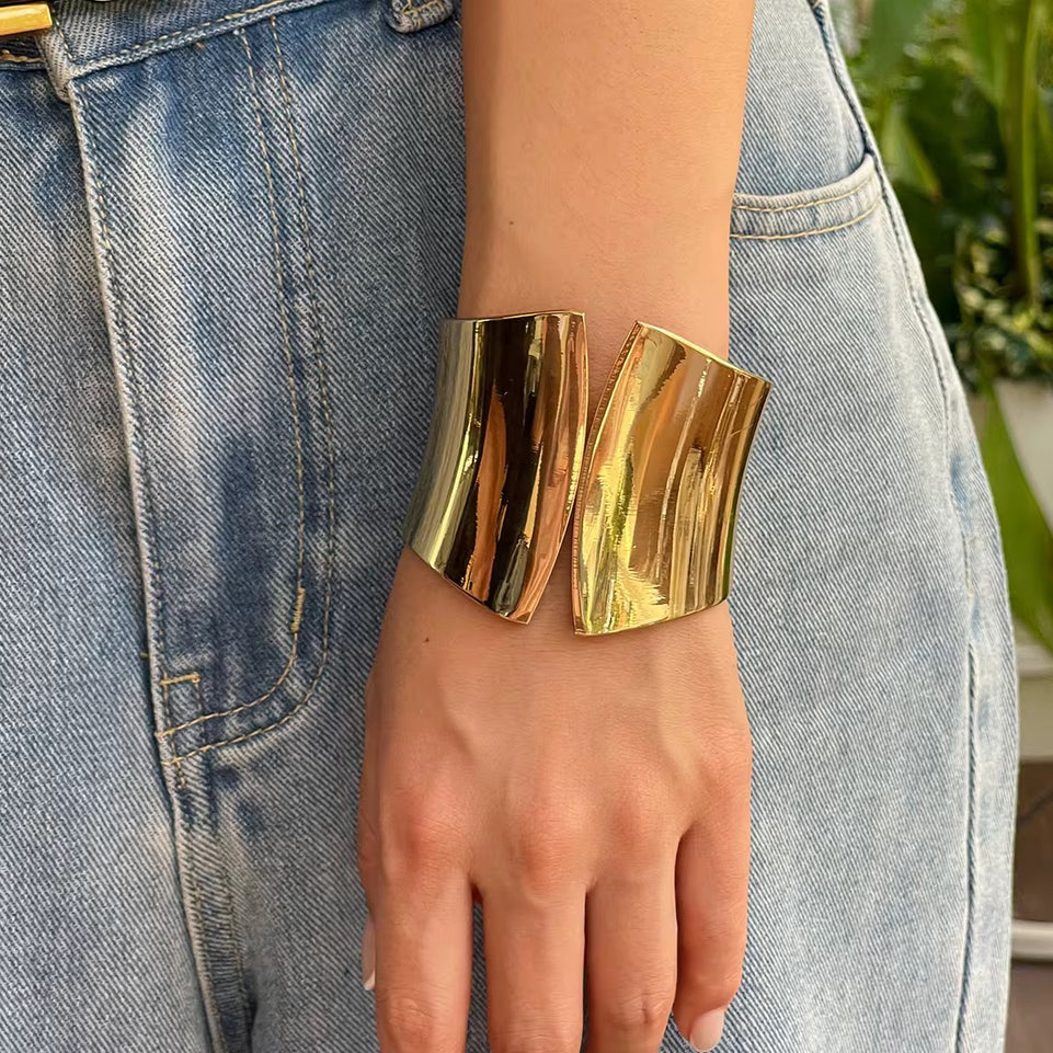 Gold Cuff Bracelet - Wide Statement Bangle | Bend the Trend